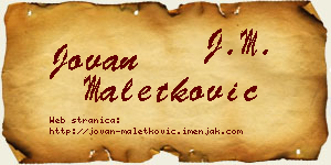 Jovan Maletković vizit kartica